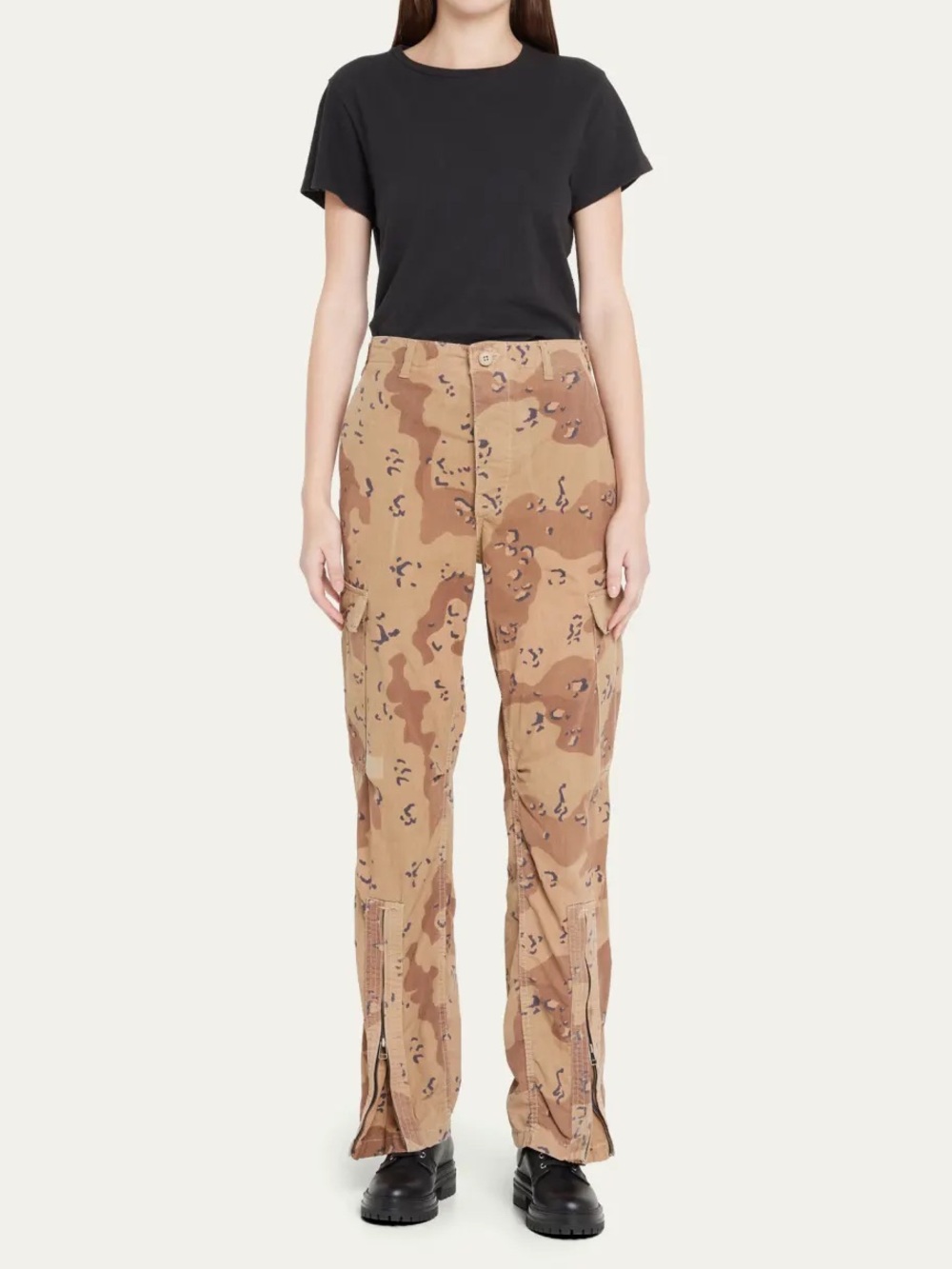 Re/Done Upcycled Wide Cargo Pants in Camo